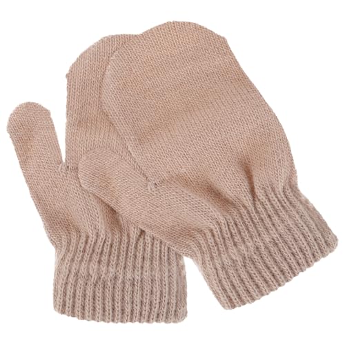 ERINGOGO Baby Winter Gloves Soft Warm Knitted Mittens for Toddler Boys and Girls Thick Infant Mittens Light Brown