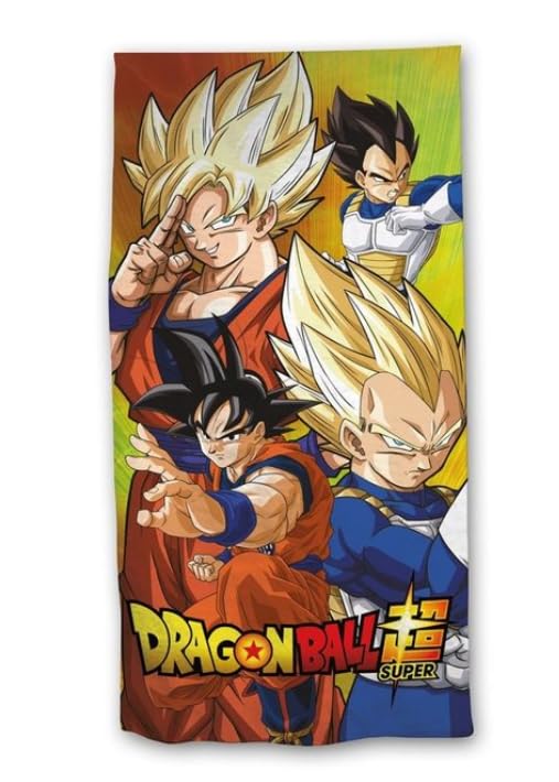 Suncity Toalla de Playa Compatible con Dragon Ball (70x140 cm) Microfibra   Toalla para Piscina Infantil de Goku y Vegeta Super Saiyan