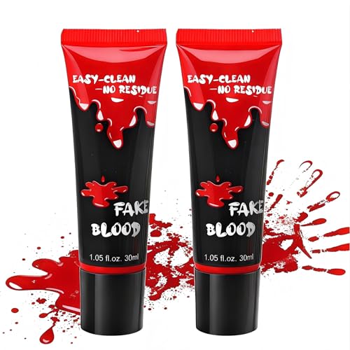 2*30ml Maquillaje de Halloween Sangre Falsa Pack,Plasma Coagulado,Fake Blood Makeup Kit for Halloween,Carnaval,Cosplay
