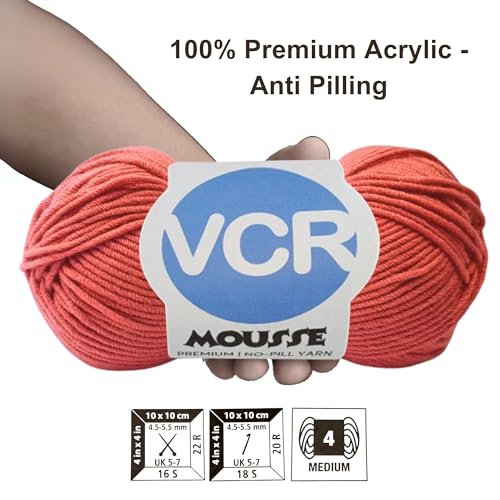 Image of VCR 4ply Light Gajri Yarn, 100 Grams Hank, 190 Meters Length, Acrylic Ball for Crochet and Knitting, Soft Crosia Threads, Pack of 1 Yarn, Suitable for DIY Crafts