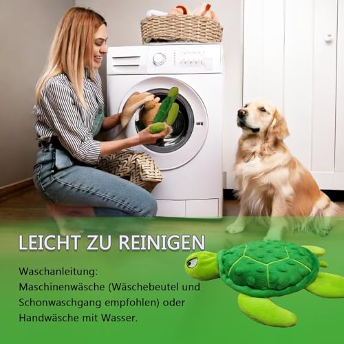 JWTEEE Hundespielzeug Quietschend - Interaktives Plüsch Meeresschildkröte Kauspielzeug für Kleine und Mittlere Hunde, Perfekt für Welpen zum Zahnen und Indoor & Outdoor Play (Grün)