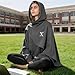 XIAOYAO Men's Fashion Poncho Cape Cloak Hoodie Techwear Sweatshirts Unisex Lightweight Patchwork Hip Hop Casual Pullover Grey