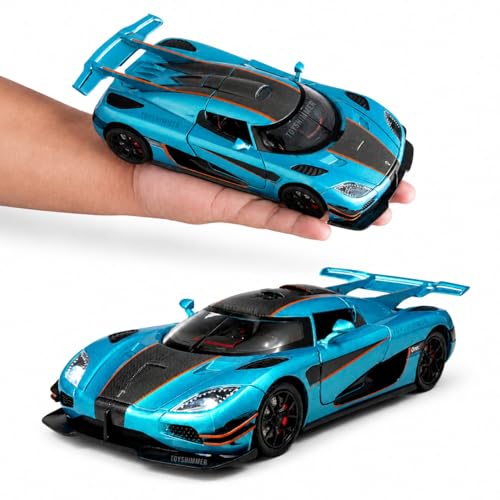 Image of 1:24 Scale Koenigsegg One:1 Diecast Model Car with LED Lights & Engine Sound | Premium Metal Body | Openable Doors via Roof Button | Realistic Collectible Toy for Kids & Adults-Green