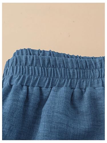 SOLY HUX Women's Linen Pants Elastic High Waisted Wide Leg Flowy Palazzo Casual Trousers4