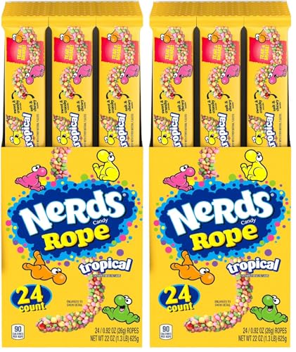 Nerds Rope Candy, Tropical Flavor, 0.92 Ounce Ropes (Pack of 48)