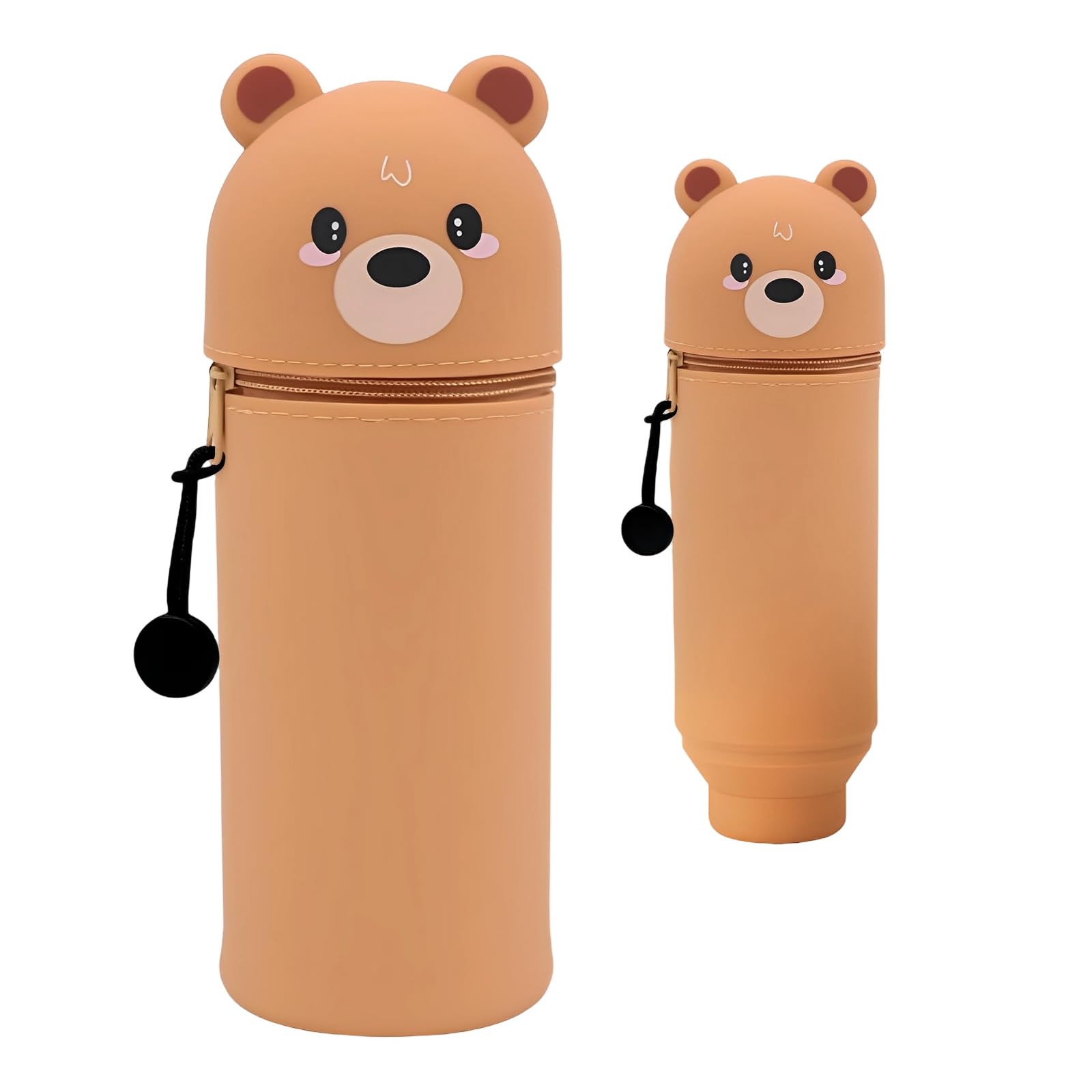 Yunova Bär Stiftehalter Silikon,Mäppchen Bär, Niedliches Federmäppchen für Kinder & Erwachsene, Braun, Umweltfreundlich,Kawaii Schreibtisch Organizer, Geschenk Büro Schule