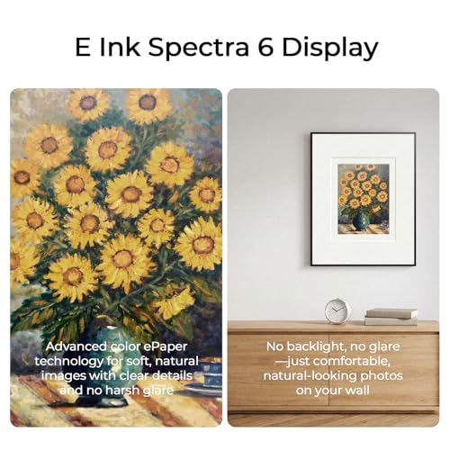 Image of ePaper Digital Frame, E-Ink Display, Wall Art Decor for Home & Office, 13.3 inch Full Color Canvas Display, Anti-Glare, Ultra Long Battery, App-Control, Unique Birthday Gifts for Mom Father Friends