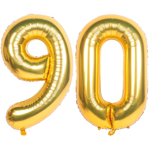 Image of 40 Inch gold Number Balloons 90 Helium Foil Mylar Balloon | Birthday Party banquet Decoration 90