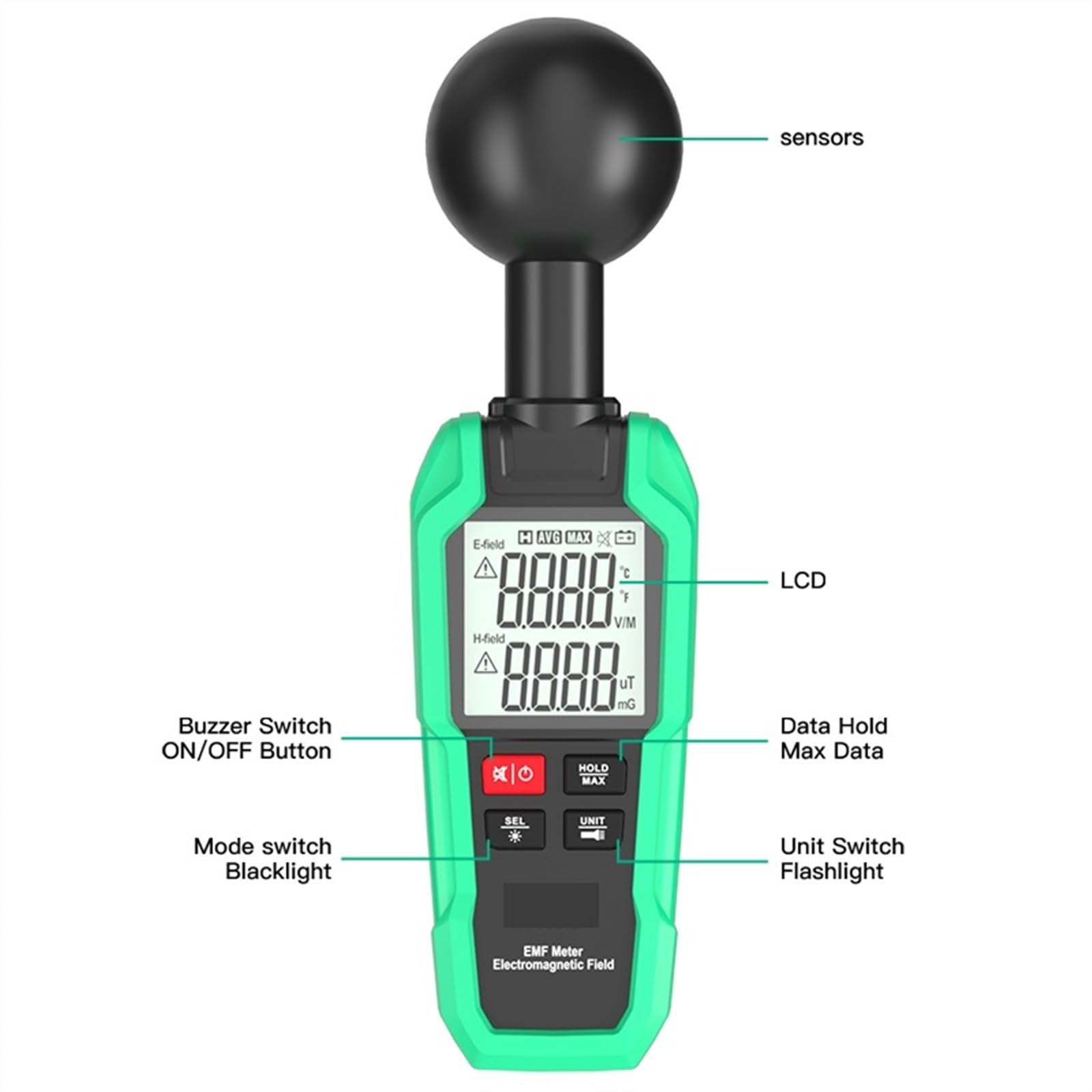 Mierniki pola elektromagnetycznego Miernik pola elektromagnetycznego Licznik Geigera Ręczny miernik Tester pola elektromagnetycznego Detektor promieniowania Dozymetr LCD