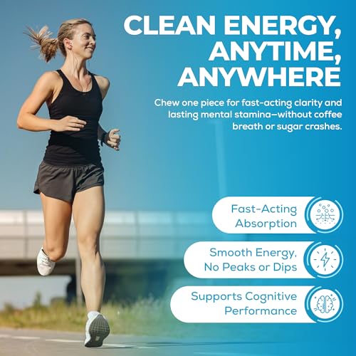 Image of UPLIFE Energy and Focus Gum - Made in USA | 40mg Natural Caffeine + 80mg L-Theanine + Vitamin B12 & B3 | Sugar-Free, Vegan | Nootropic Gum for Energy, Focus & Mental Clarity - Peppermint