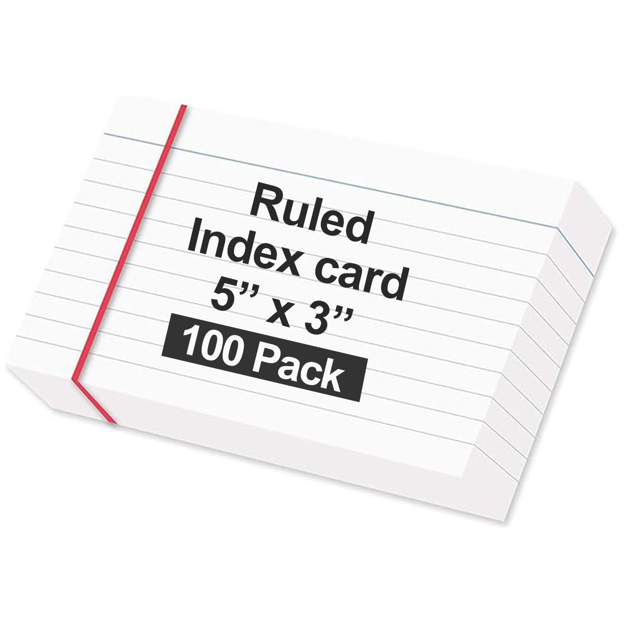 MARKQ Ruled index card, 100 Pack White Lined Record Cards for Office School Note making, List Making, Revision Flash Cards, 5” x 3”, 240GSM 5 x 3