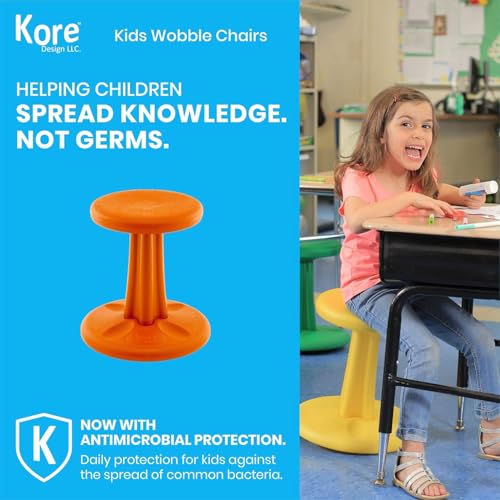 Image of KORE Design Wobble Stool Chair, Girls + Boys Kid Desk Stools, Ergonomic Small Office Chairs, Flexible Seating for Active Child, ADD /ADHD, Classroom, School, Home, Kids (14in), Age 6-7 yrs, Orange