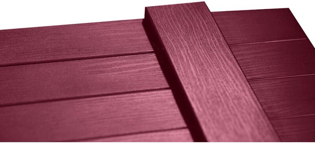 BUILDER'S CHOICE 14" x 67" Vinyl Four Board Joined Window Shutters, with Spikes & Screws (Per Pair), Berry Red
