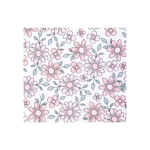 Image of Hudson Baby Infant Girls Cotton Flannel Receiving Blankets 4-Pack, Pink Mint Floral, One Size