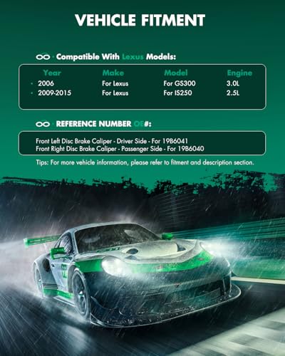 Image of SCITOO 19B6041 19B6040 Front Left & Right Disc Brake Calipers w /Bracket Fit For Lexus For GS300 2006,For Lexus For IS250 2009-2015, Single Piston