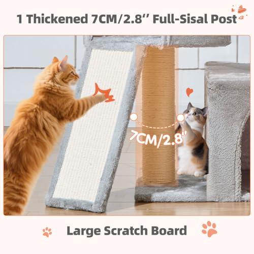Torre para gatos interior Taoqimiao 140 cm robusta gris miniatura 6