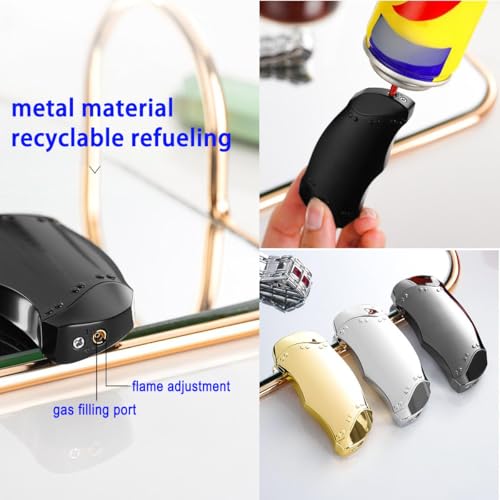 Encendedor mini metálico recargable con llama verde miniatura 3