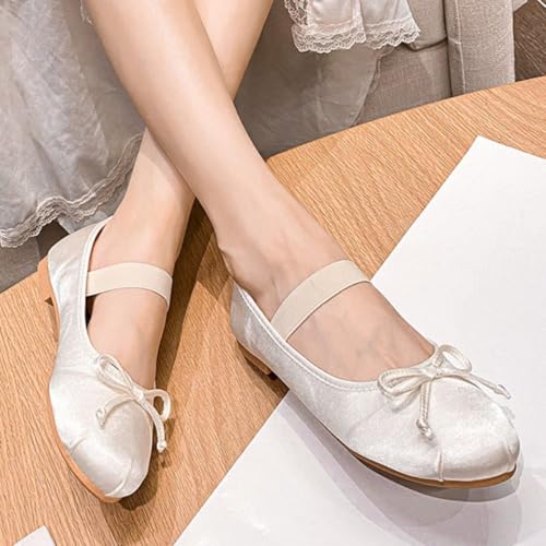 Women's Round Toe Ballet Flats with Bow Comfortable Mary Jane Dressy Flats Shoes for Women3