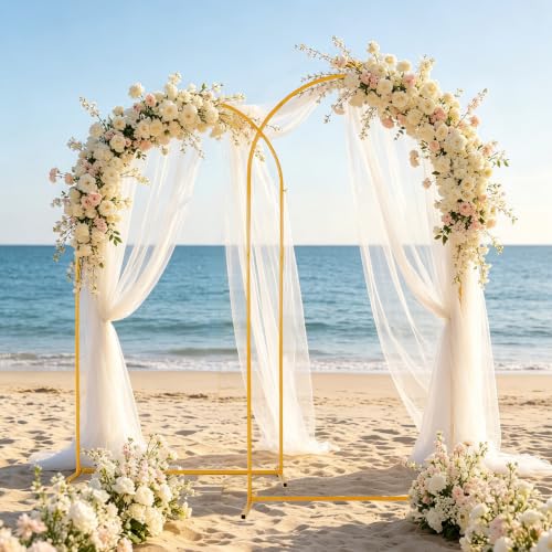 Image of Vincidern 2pcs Metal Wedding Arch Backdrop Stand 6.6FT, 5.9FT, Party Arch Stand, Balloon Arch Backdrop for Wedding Ceremony, Baby Shower, Birthday Party, Bridal Shower, Graduation Evrnts Decor, Gold