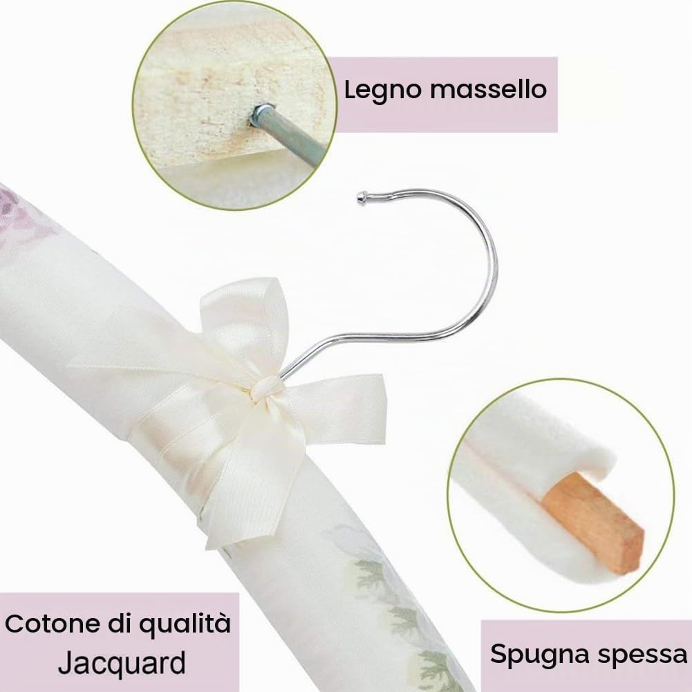 Grucce Appendiabiti 10 Pezzi di Consegna Floreali Cotone Imbottito Appendini Morbido Panno Appendini-Casuale