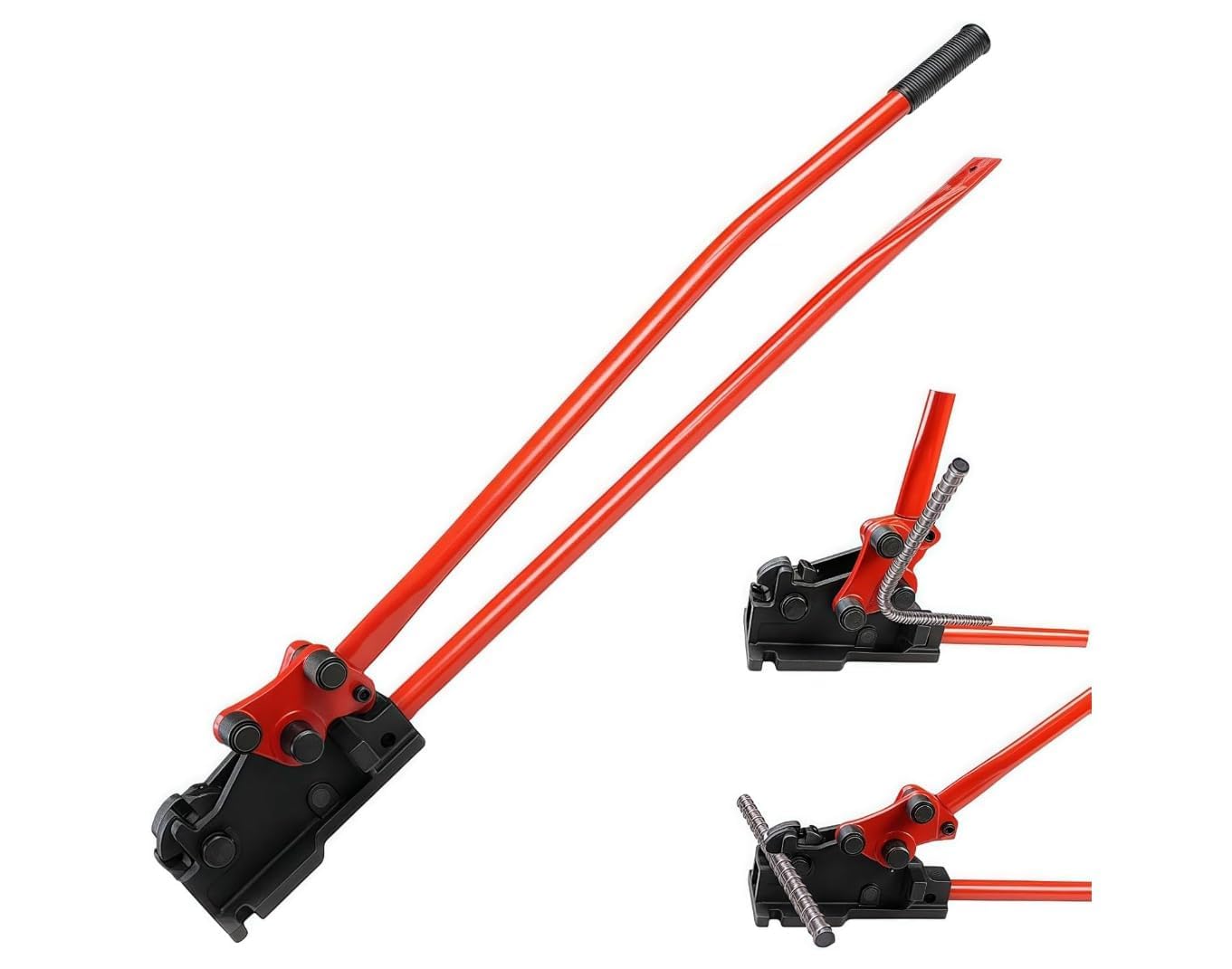 Rebar Bender/Cutter 2 in 1 Metal Tool, Manual Rebar Bender Cutter, Removable Rebar Shears and Bending Machine, for Construction Site and Home-use, Red