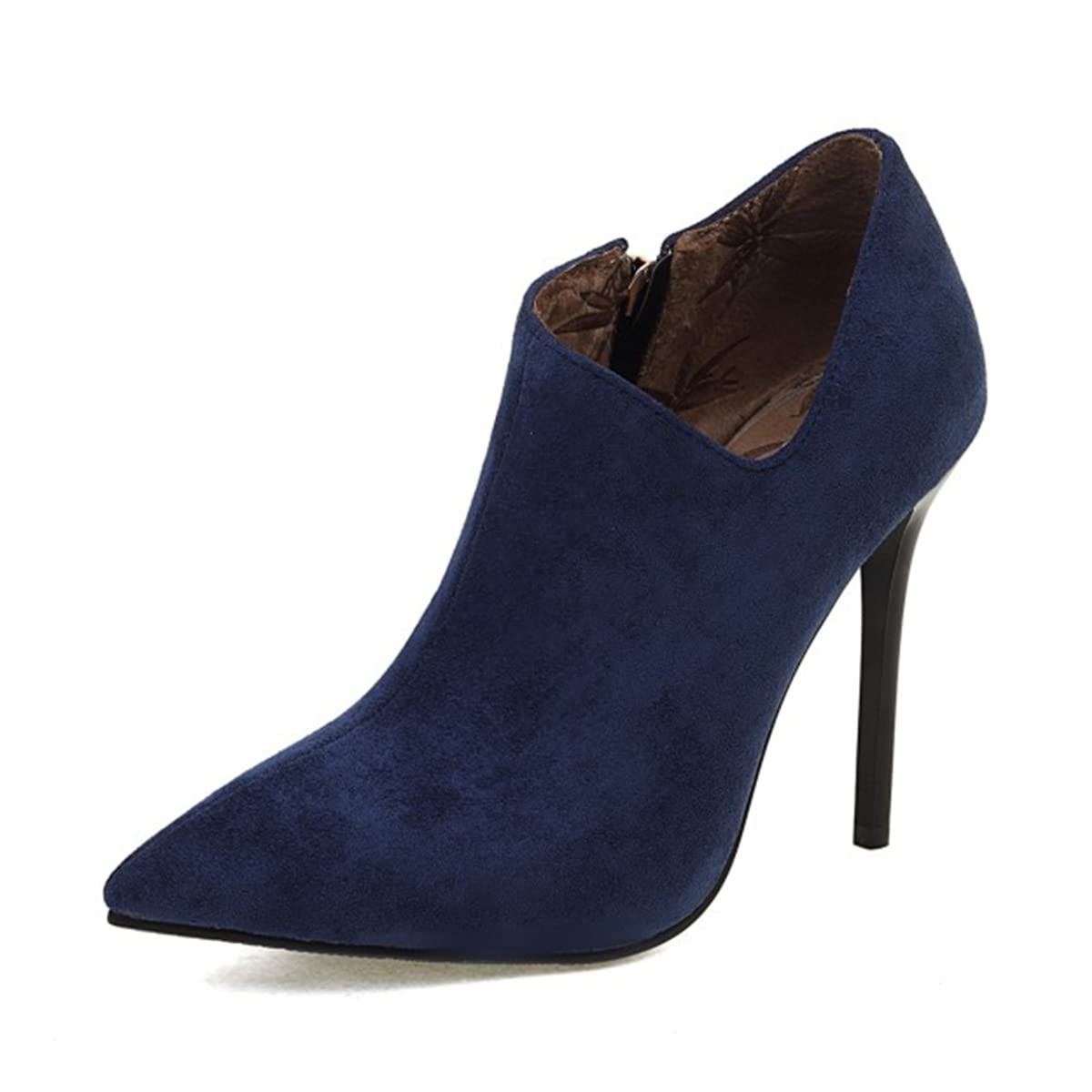 CoceMoce Sexy Stilettos High Heel Ankle Booties for Women Pointed Toe Heeled Boots Fur Lining Suede Autumn Winter