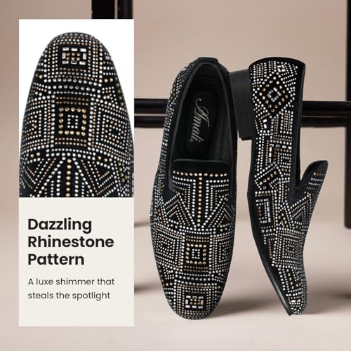 Image of Amali Men's Embellished Velvet Tuxedo Loafers, Smoking Slippers