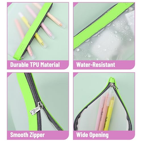 Image of Mr. Pen- Clear Pencil Pouch, 8.50 inchx4.25 inch, 3 Pack, Durable TPU Material | Medium Water-Resistant Pencil Bags with Smooth Zipper, Multipurpose Clear Pouch for Stationery, School, Office
