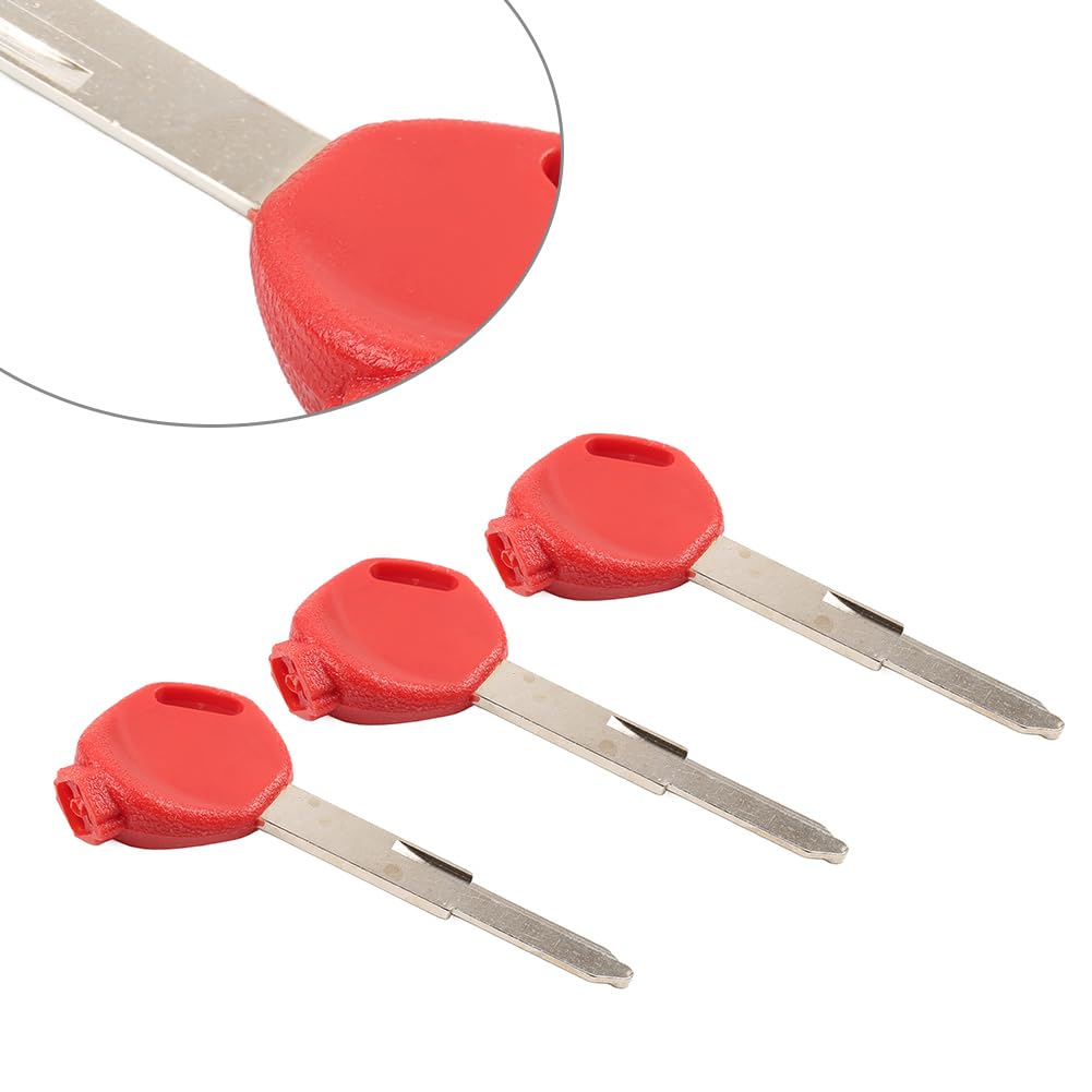 Bacar 3Pcs Blank Key Uncut Blade Metal Red For 100 125 150cc Scooter DIO Z4 Z125 SCR100 WH110