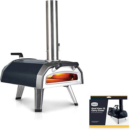 Ooni Karu Horno portátil de pizza multicombustible de 12 G y cubierta de transporte ooni Karu 12 Horno de pizza al aire libre para piedra auténtica