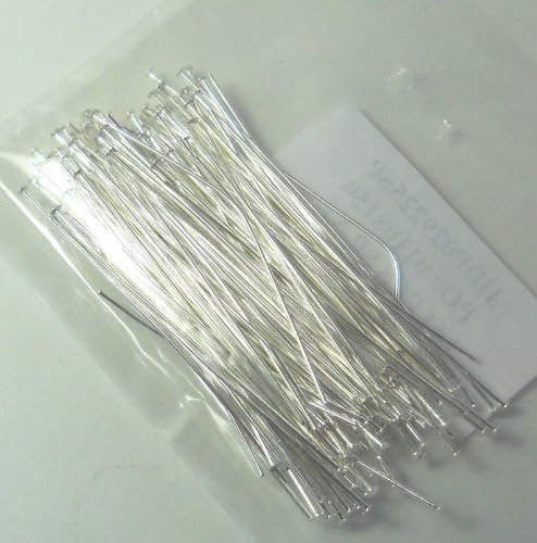 144 Head Pins .029dia X 2.5 Inch Silver Plating Over Brass Standard 21 Gauge Wire Beadsmith Headpins