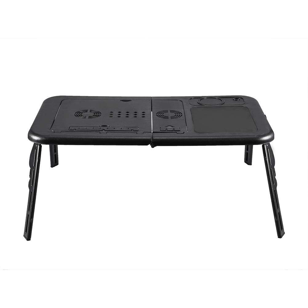 EstinkVentilated Computer Table, Foldable Bed Lap Table with Adjustable Height and Hollow Space for Laptop, Black Border