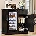 Aauro Home Mini Fridge Cabinet (Fridge Included), Fluted Coffee Bar Cabinet with Refrigerator, Pull Out Drawer & Storage Cabinets, 31.5