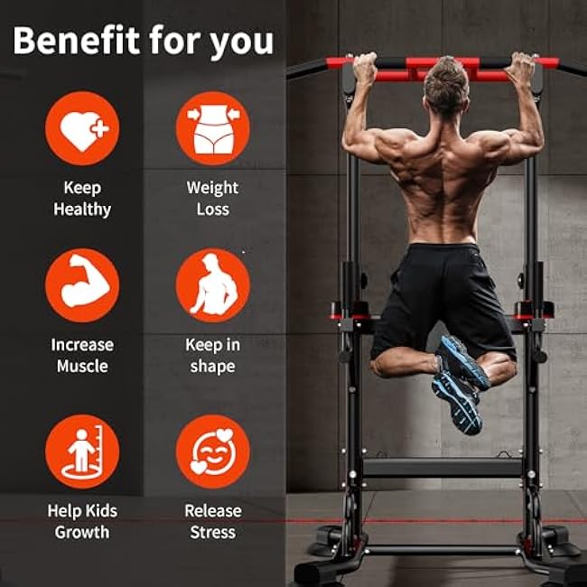 sogesfurniture Adjustable Dip Station & Pull Up Bar ¨C Heavy Duty Calisthenics Workout Equipment for Home Gym, Multi-Function Fitness Training with Push Up Handles, Dips, Pull Ups & Push Ups