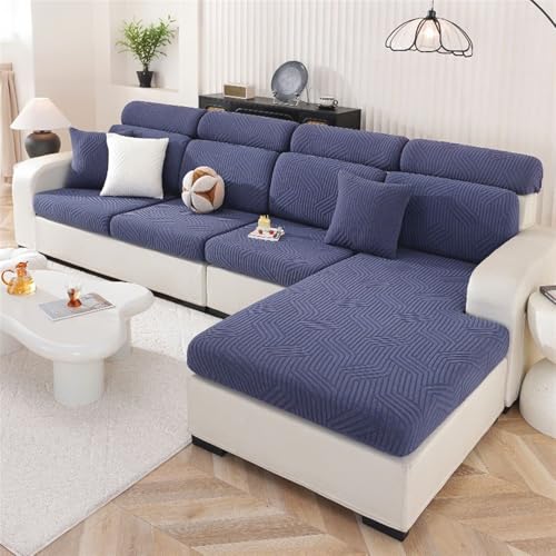 Icegrey Funda para asiento de sofá, funda elástica, cojines de asiento, sillas, funda jacquard, funda de cojín, sofá, azul marino, funda reposacabezas (60 – 80 cm)