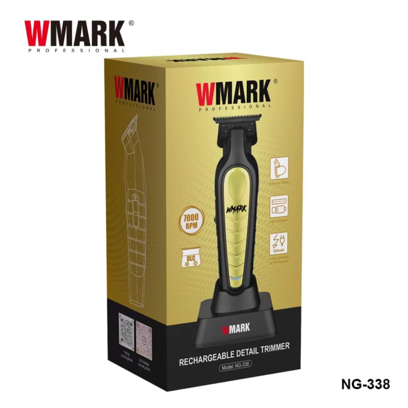 Image of WMARK NG-338 Ultra-Premium Professional 0 Gapped 7000 RPM 2 Outlining for Barbers 0mm balding Shape up Stainless steel DLC fix and Ceramic moving Blade Zinc Alloy Body 180-Minute Runtime, Model 2