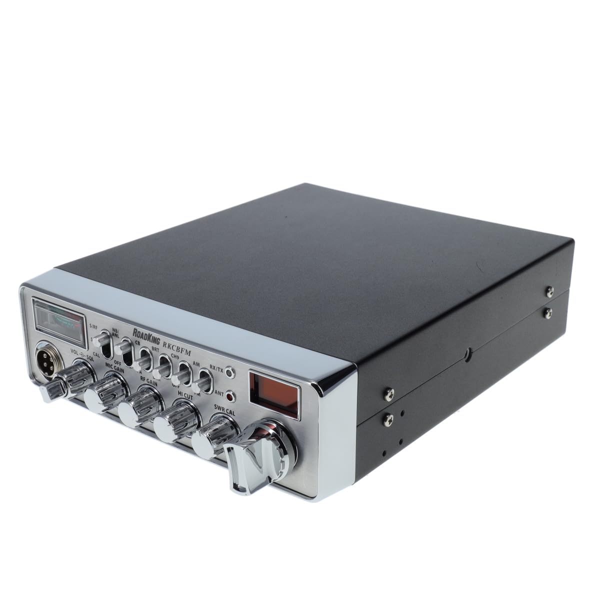 RoadKing RKCBFM Radio Am/FM CB Dual Mode pour Camionneurs Full 40 Canaux Pro Canal d'urgence CB avec Microphone à Annulation de Bruit, Grand Affichage, Couleur argentée