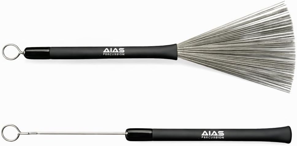 AIAS Retractable Wire Drum Brushes AR-1 with Rubber Handle, Adjustable Spread for Dynamic Control and Performance
