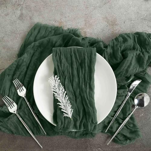 Efavormart 5 Pack 24'x19' Moss Green Matte Gauze Cheesecloth Napkins, Forest Cotton...