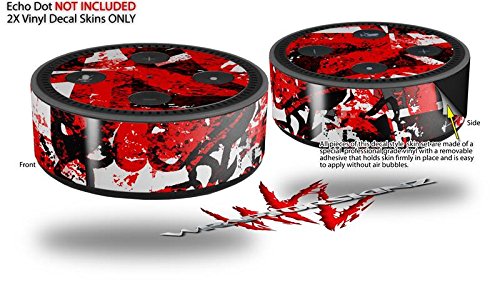 Skin Wrap Decal Set 2 Pack for Amazon Echo Dot 2 - Red Graffiti (2nd Generation ONLY - Echo NOT Included)