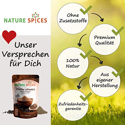 NATURE SPICES® Schwarzer Pfeffer gemahlen | 100g | Aromatisch und scharf | Perfekt als Steak Pfeffer, Grillgewürz oder… - Image 4