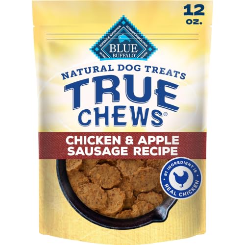 Blue Buffalo True Chews Chicken & Apple Sausage Natural Dog Treats Real Meat Dog Snacks Healthy Reward or Training Treat Made in the USA with Real Chicken & Natural Ingredients 12 oz.