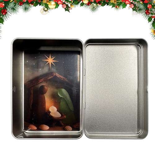 Weihnachtskrippe für den Innenbereich, Meeresglas und Holz, religiöse Ornamente, Krippenfiguren...