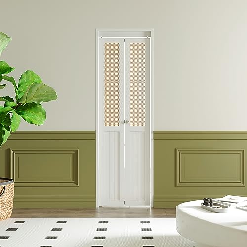 BARNER HOME - Puertas plegables – Puerta de clóset de caña para apertura de 24 x 80 pulgadas, correas y losa de puerta interior de madera, incluyendo...