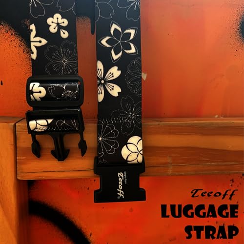 Teeoff Luggage Straps Suitcase Belts Travel Bag Accessories Adjustable 220CM (Sakura Black White - 2 Pack) 6