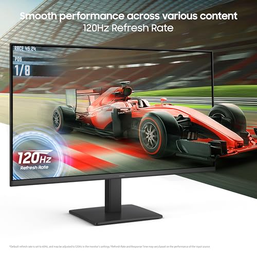 Image of Samsung 24 inch (60.5 cm) 120hz Flat Monitor|IPS Panel|FHD 1080p (1920 x 1080)|120 Hz|5 ms|Dual HDMI Ports (2EA)|Super Slim Borderless Design|Game Mode|Eye Saver Mode|Wall Mountable|LS24F320GAWXXL|Black