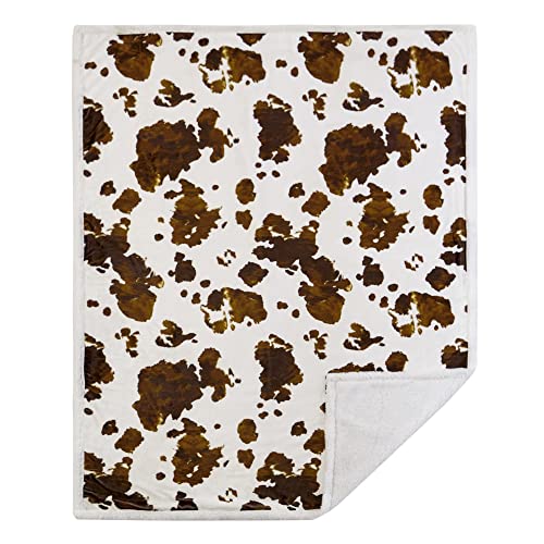 Image of Indigo Hill by HiEnd Accents Elsa Cow Print 54x68 Sherpa Throw Blanket
