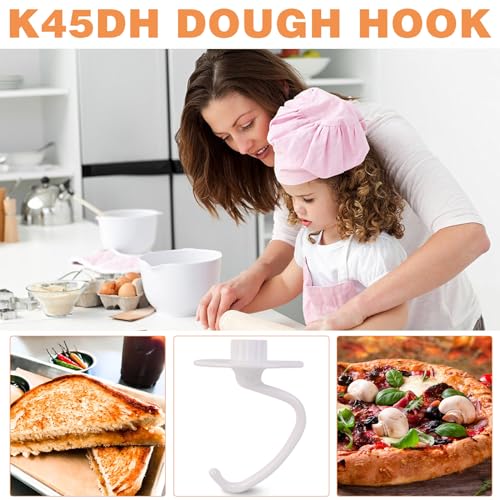 Image of K45DH Coated Dough Hook for Kitchenaid Mixer, Accessories and Attachments for K45 K45SS KSM90 KSM150 Fits Kitchen Aid Tilt-Head Stand Mixer Bowls For 4.5-5 Quart Bowls