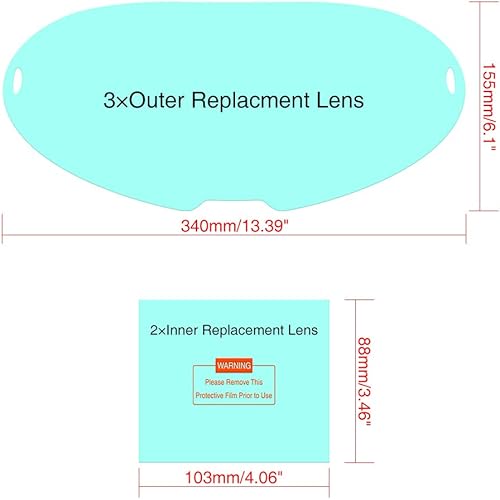 Miniatura 2 de YESWELDER Lente de repuesto exterior de pantalla de visualización grande de 3 piezas y 2 lentes de repuesto interiores para casco de soldadura