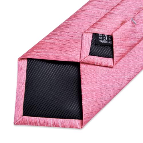Image of DiBanGu Mens Silk Necktie Solid Color Tie and Pocket Square Cufflink Tie Clip Set Woven Plain Ties for Men Wedding Party
